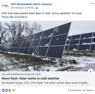 EDF Renewables Facebook post