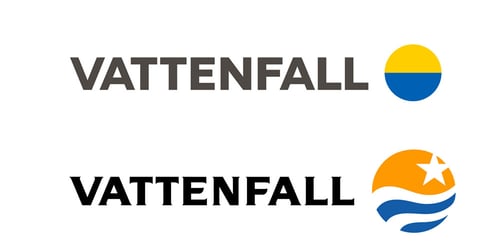 vattenfall rebrand new and old logos